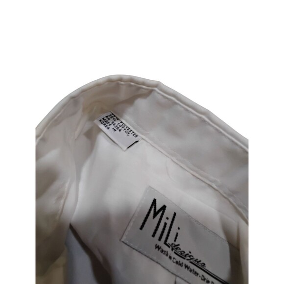 Mili Designs Women's Medium Patriotic American White Long Sleeve Button Shirt - Picture 9 of 11